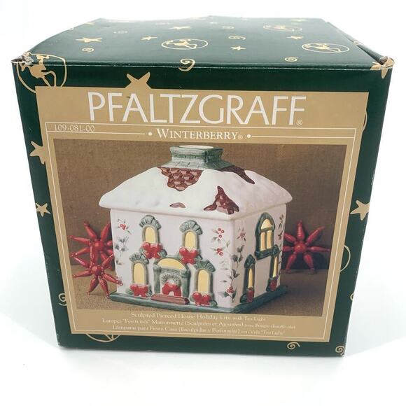 Pfaltzgraff VTG 1999 Ceramic Christmas House Tea Light Decor Retired Design - Picture 1 of 12